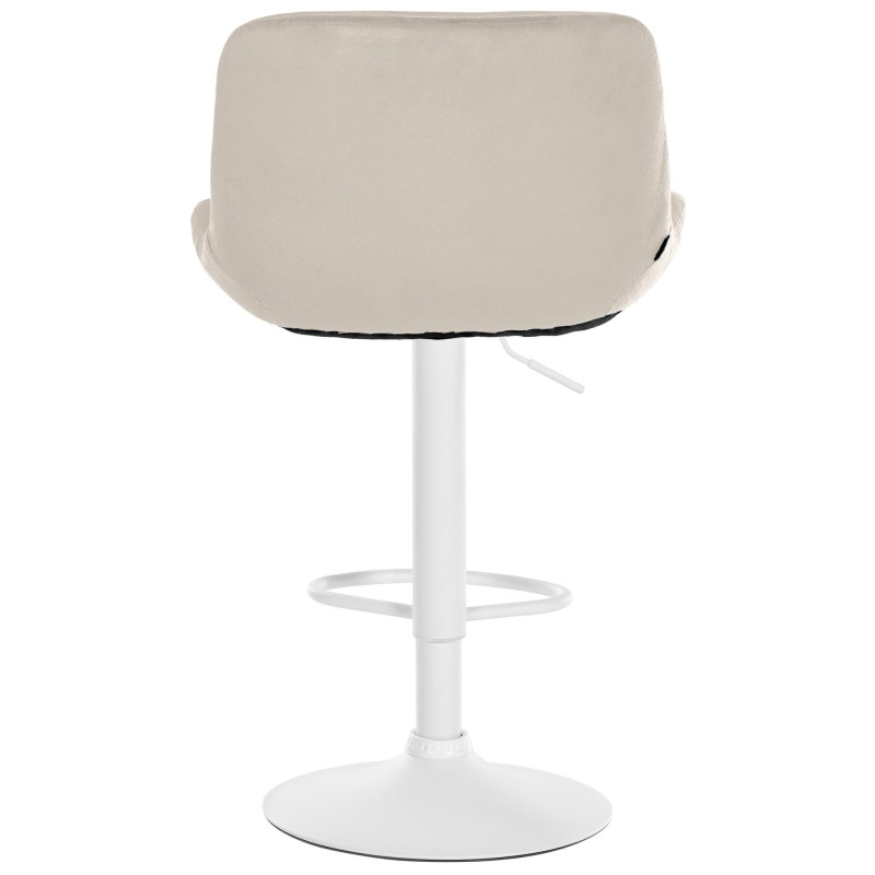 Tabouret de bar moderne Velours Blanc crème Métal Blanc Mat Yielo - 4