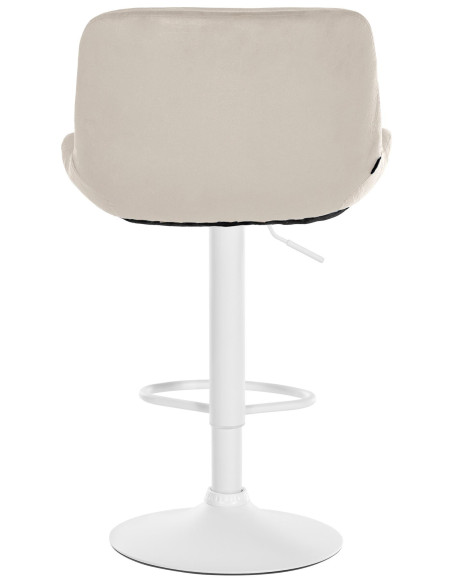 Tabouret de bar moderne Velours Blanc crème Métal Blanc Mat Yielo - 4