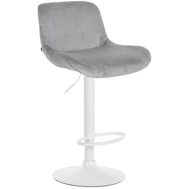 Tabouret de bar moderne Velours Gris Métal Blanc Mat Yielo - 1