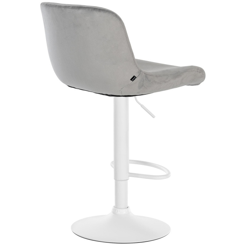Tabouret de bar moderne Velours Gris Métal Blanc Mat Yielo - 2