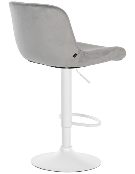 Tabouret de bar moderne Velours Gris Métal Blanc Mat Yielo - 2