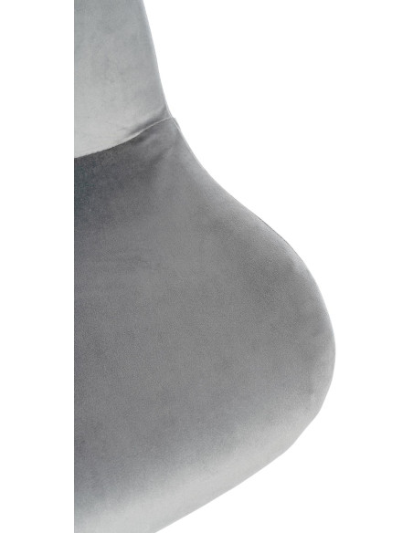 Tabouret de bar moderne Velours Gris Métal Blanc Mat Yielo - 3