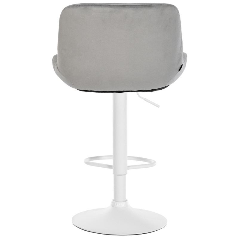 Tabouret de bar moderne Velours Gris Métal Blanc Mat Yielo - 4