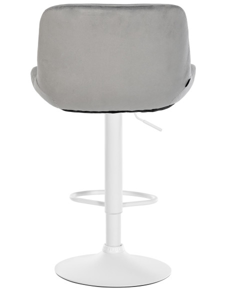 Tabouret de bar moderne Velours Gris Métal Blanc Mat Yielo - 4