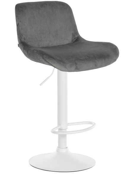 Tabouret de bar moderne Velours Gris foncé Métal Blanc Mat Yielo - 1