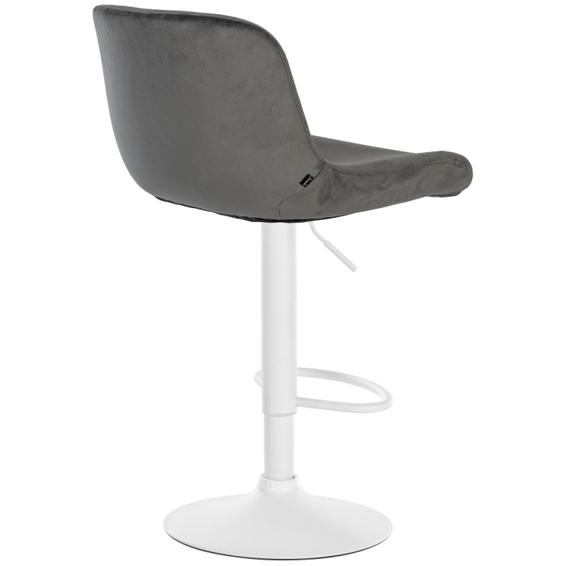 Tabouret de bar moderne Velours Gris foncé Métal Blanc Mat Yielo - 2
