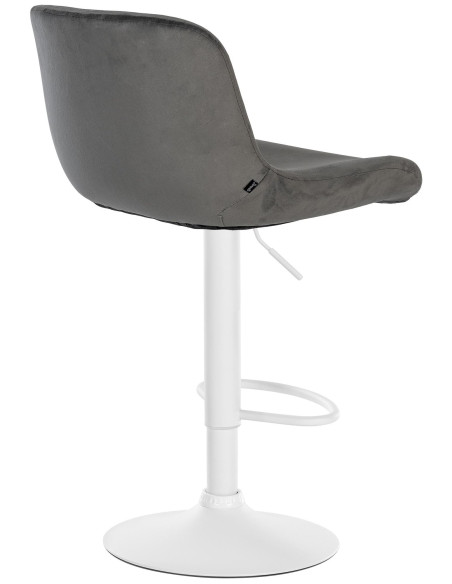 Tabouret de bar moderne Velours Gris foncé Métal Blanc Mat Yielo - 2