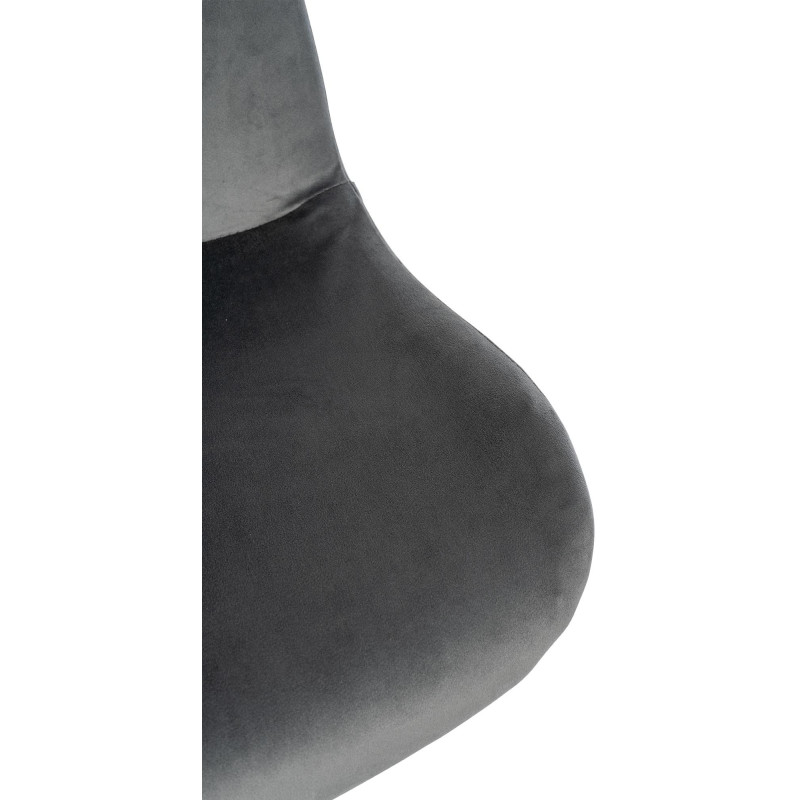 Tabouret de bar moderne Velours Gris foncé Métal Blanc Mat Yielo - 3