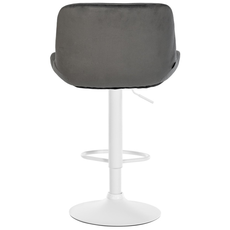 Tabouret de bar moderne Velours Gris foncé Métal Blanc Mat Yielo - 4
