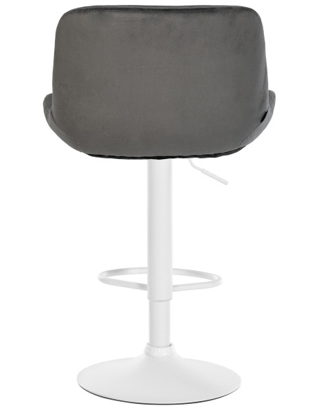 Tabouret de bar moderne Velours Gris foncé Métal Blanc Mat Yielo - 4