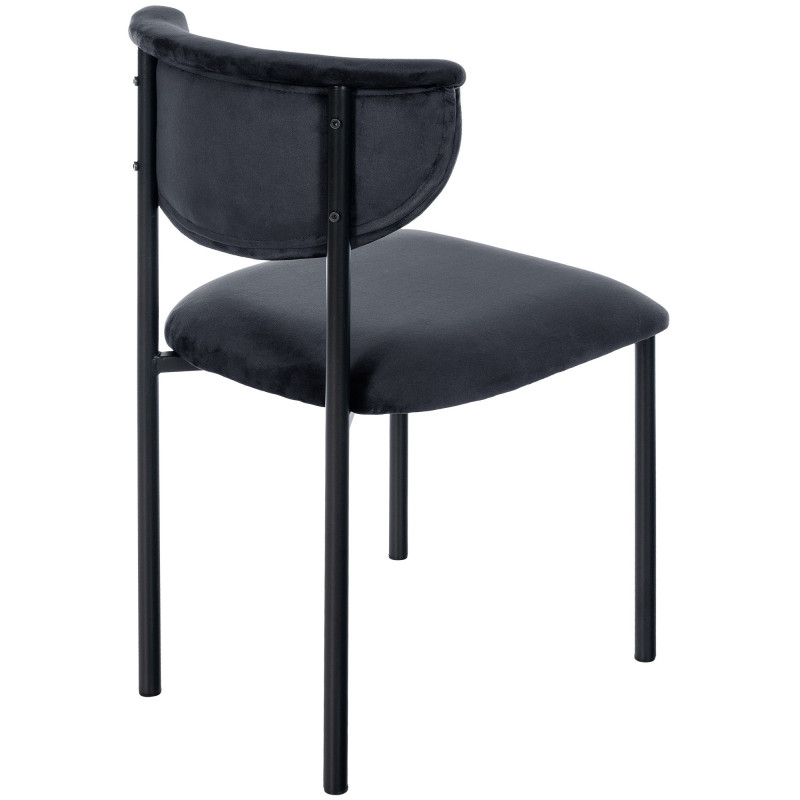 Chaise moderne chic Velours Noir Métal Noir Mareo - 4