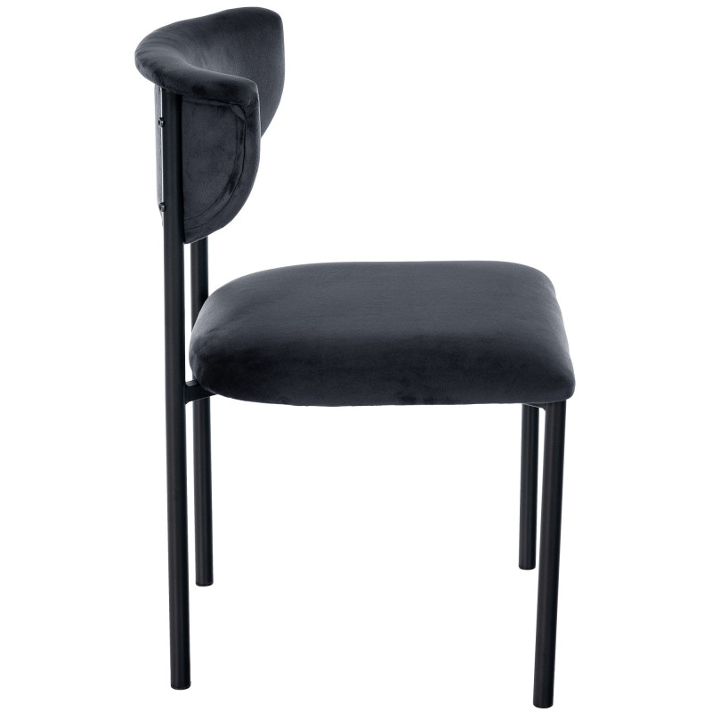 Chaise moderne chic Velours Noir Métal Noir Mareo - 3