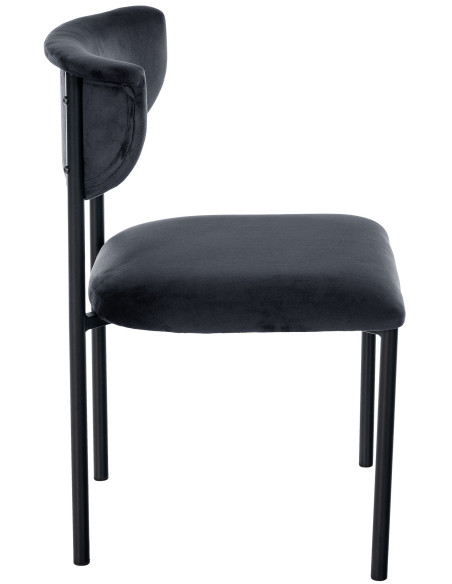 Chaise moderne chic Velours Noir Métal Noir Mareo - 3