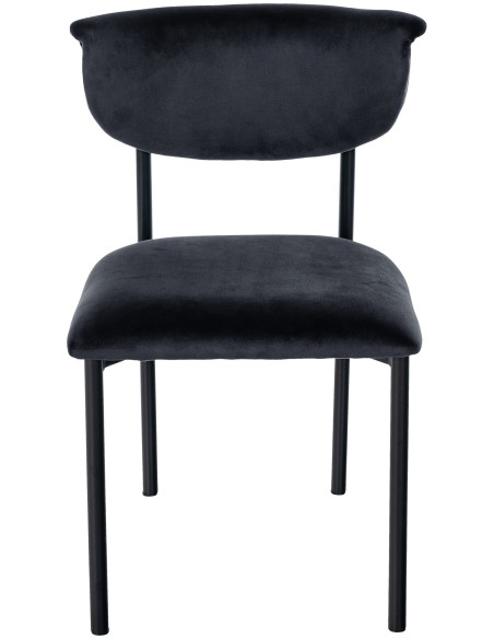 Chaise moderne chic Velours Noir Métal Noir Mareo - 2