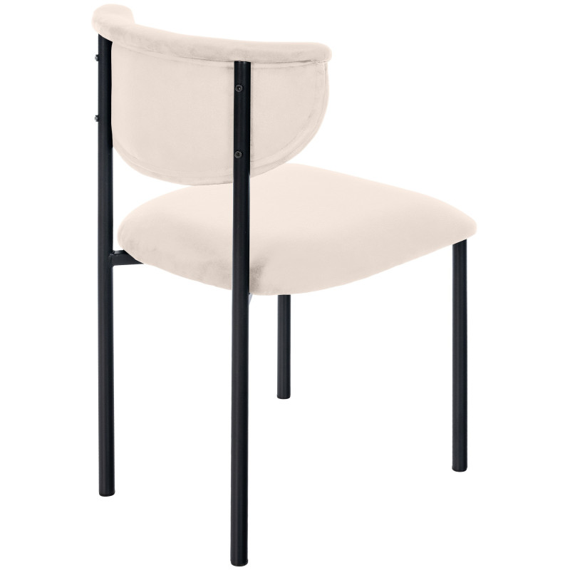 Chaise moderne chic Velours Blanc crème Métal Noir Mareo - 4