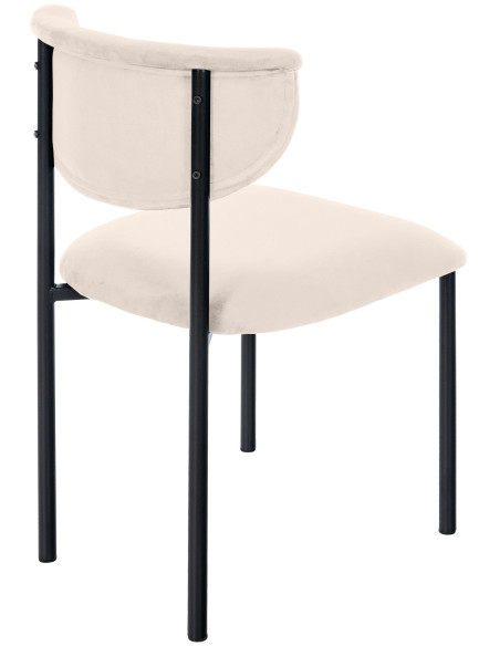 Chaise moderne chic Velours Blanc crème Métal Noir Mareo - 4