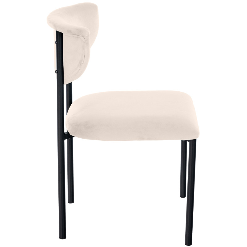 Chaise moderne chic Velours Blanc crème Métal Noir Mareo - 3