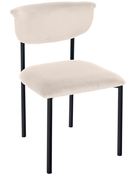 Chaise moderne chic Velours Blanc crème Métal Noir Mareo - 1