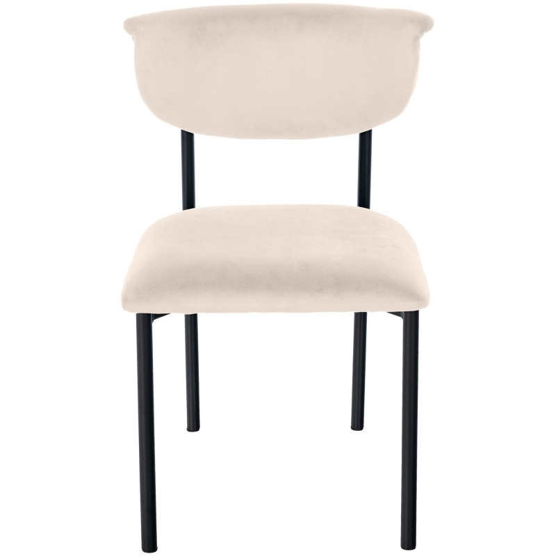 Chaise moderne chic Velours Blanc crème Métal Noir Mareo - 2