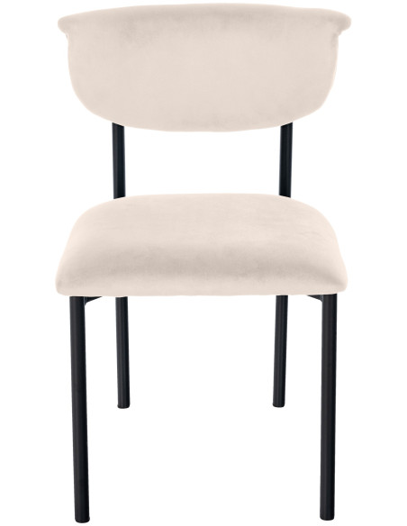 Chaise moderne chic Velours Blanc crème Métal Noir Mareo - 2