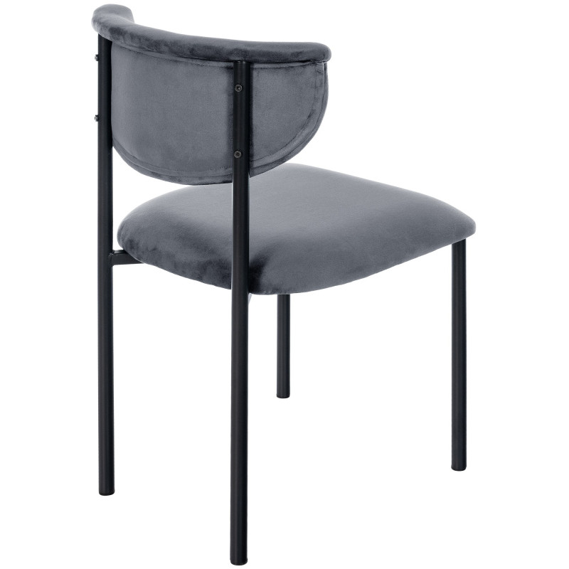 Chaise moderne chic Velours Gris foncé Métal Noir Mareo - 4