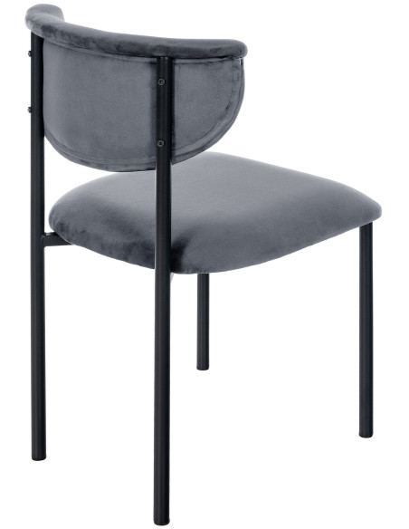 Chaise moderne chic Velours Gris foncé Métal Noir Mareo - 4