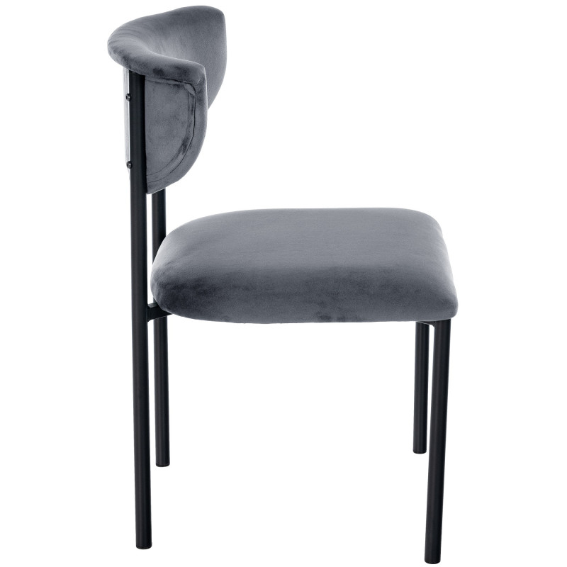 Chaise moderne chic Velours Gris foncé Métal Noir Mareo - 3