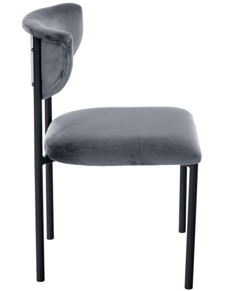 Chaise moderne chic Velours Gris foncé Métal Noir Mareo - 3