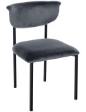 Chaise Mareo en velours gris foncé et métal noir