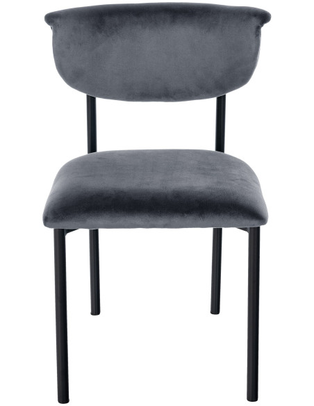 Chaise moderne chic Velours Gris foncé Métal Noir Mareo - 2
