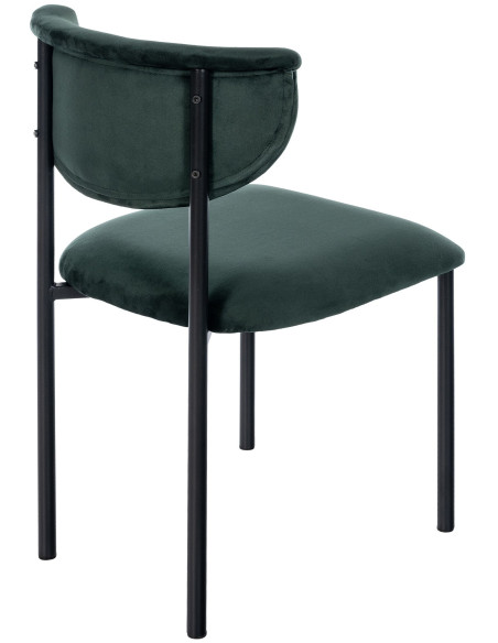 Chaise moderne chic Velours Vert foncé Métal Noir Mareo - 4