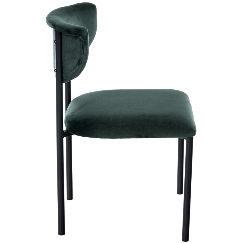Chaise moderne chic Velours Vert foncé Métal Noir Mareo - 3