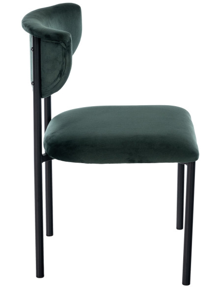 Chaise moderne chic Velours Vert foncé Métal Noir Mareo - 3