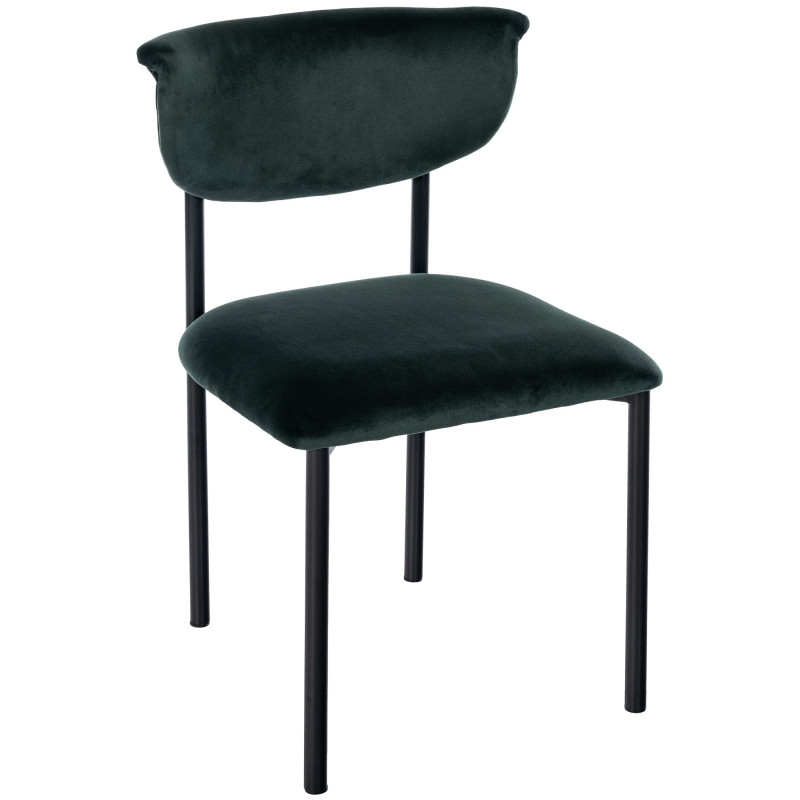 Chaise moderne chic Velours Vert foncé Métal Noir Mareo - 1