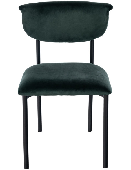 Chaise moderne chic Velours Vert foncé Métal Noir Mareo - 2
