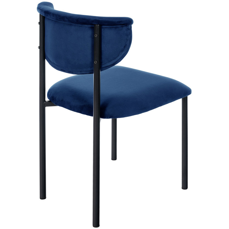 Chaise moderne chic Velours Bleu foncé Métal Noir Mareo - 4