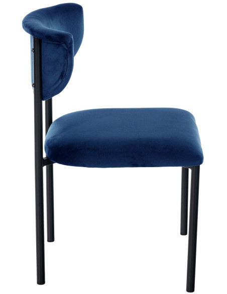 Chaise moderne chic Velours Bleu foncé Métal Noir Mareo - 3