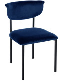Chaise Mareo en velours bleu foncé et métal noir