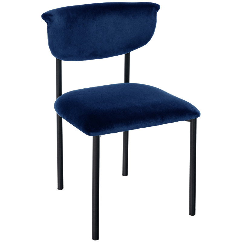Chaise moderne chic Velours Bleu foncé Métal Noir Mareo - 1