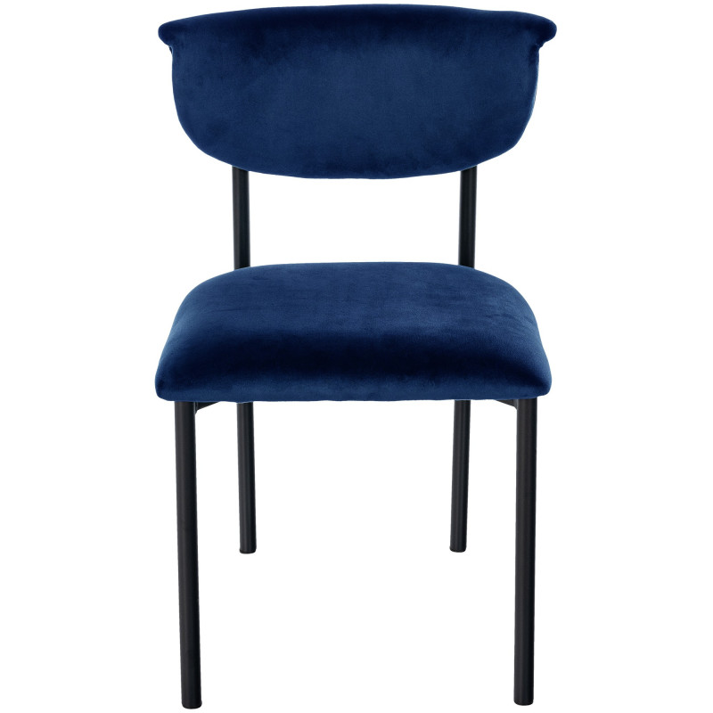 Chaise moderne chic Velours Bleu foncé Métal Noir Mareo - 2