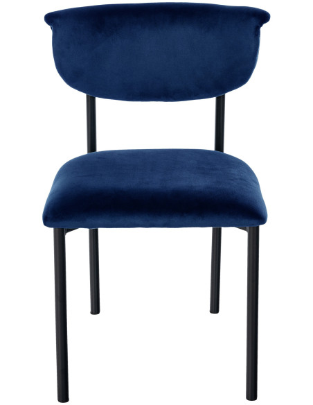 Chaise moderne chic Velours Bleu foncé Métal Noir Mareo - 2