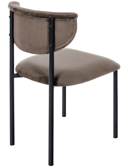 Chaise moderne chic Velours Marron Métal Noir Mareo - 4