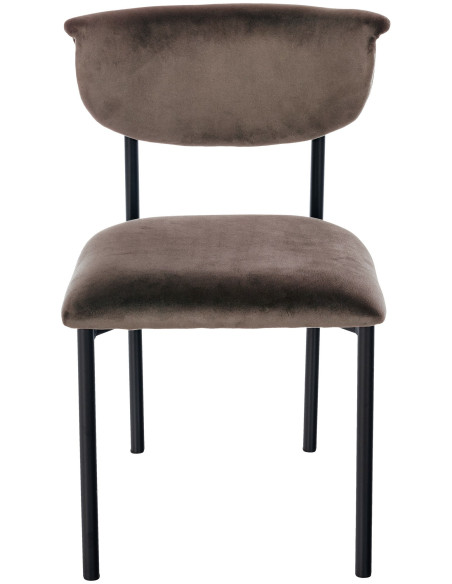 Chaise moderne chic Velours Marron Métal Noir Mareo - 2