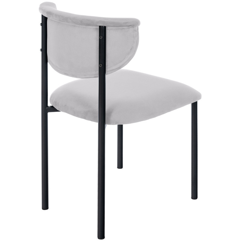 Chaise moderne chic Velours Gris Métal Noir Mareo - 4