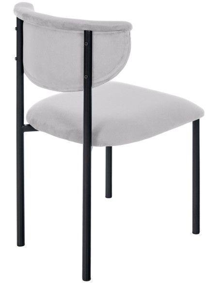 Chaise moderne chic Velours Gris Métal Noir Mareo - 4