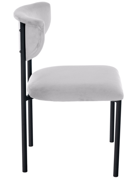 Chaise moderne chic Velours Gris Métal Noir Mareo - 3