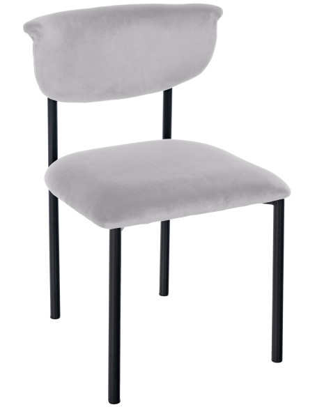Chaise moderne chic Velours Gris Métal Noir Mareo - 1