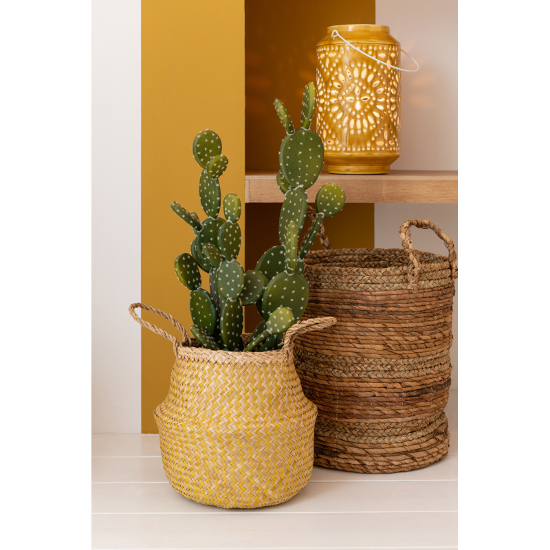 Panier déco Mamy en Feuille de bananier Naturel et Herbe (Lot de 3) - 2