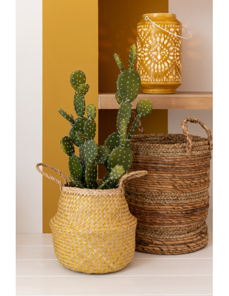 Panier déco Mamy en Feuille de bananier Naturel et Herbe (Lot de 3) - 2