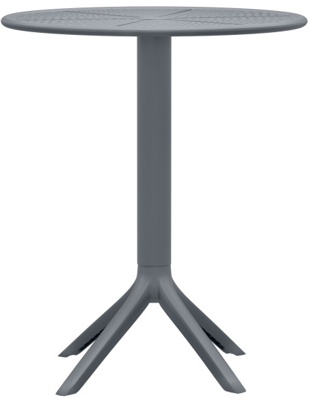 Table de jardin bistrot Ronde 2 personnes Polypropylène Gris anthracite Ovian - 1